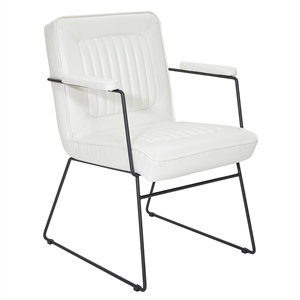 Scranton & Co White Faux Leather Accent Chair with Black Sled Base