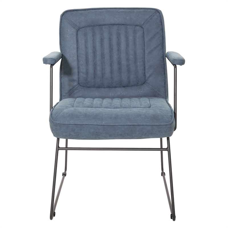 Scranton & Co Navy Faux Leather Accent Chair with Black Sled Base