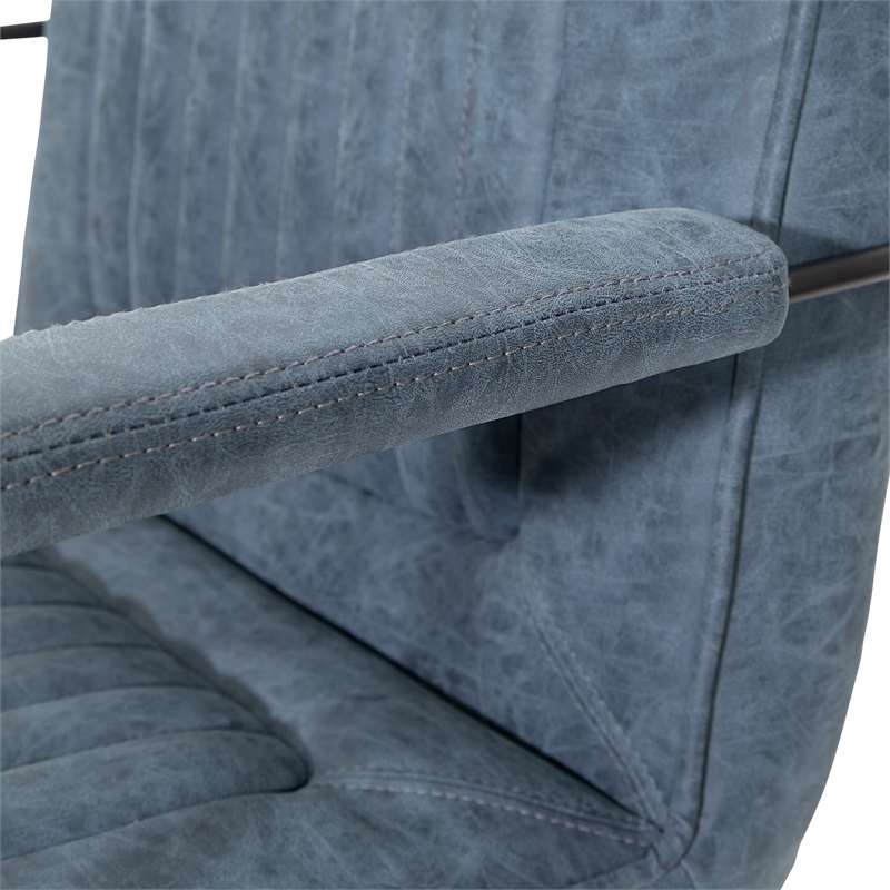 Scranton & Co Navy Faux Leather Accent Chair with Black Sled Base