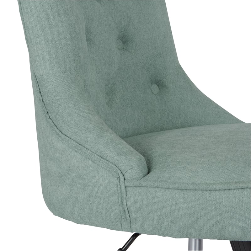 Scranton & Co Tufted Office Chair in Mint Blue Fabric with Gray Wood Base