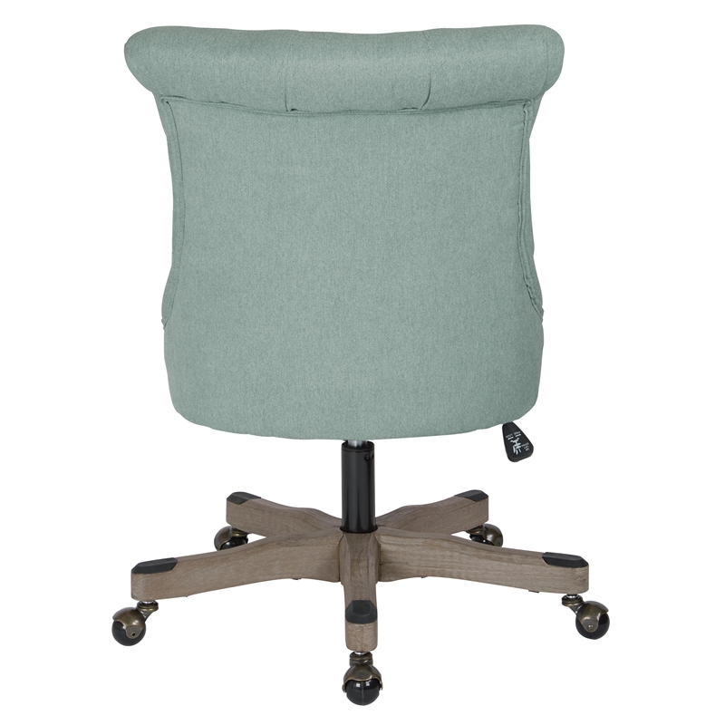 Scranton & Co Tufted Office Chair in Mint Blue Fabric with Gray Wood Base