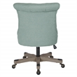 Scranton & Co Tufted Office Chair in Mint Blue Fabric with Gray Wood Base
