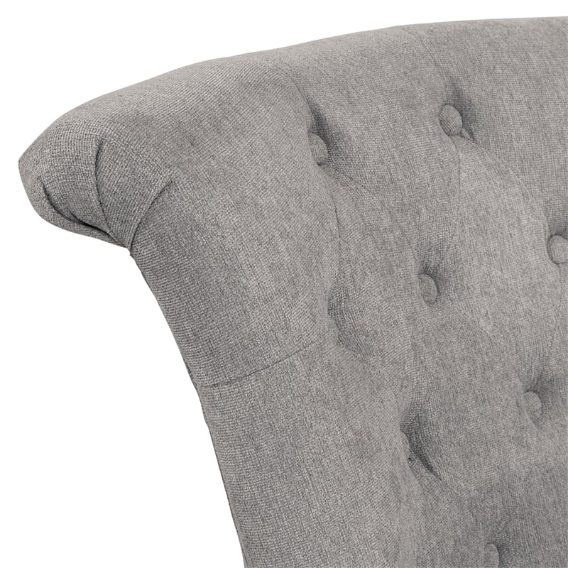 Scranton & Co Tufted Office Chair in Fog Gray Fabric with Wood Base