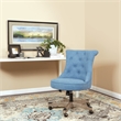 Scranton & Co Tufted Office Chair in Sky Blue Fabric with Wood Base