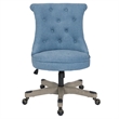 Scranton & Co Tufted Office Chair in Sky Blue Fabric with Wood Base