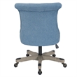 Scranton & Co Tufted Office Chair in Sky Blue Fabric with Wood Base
