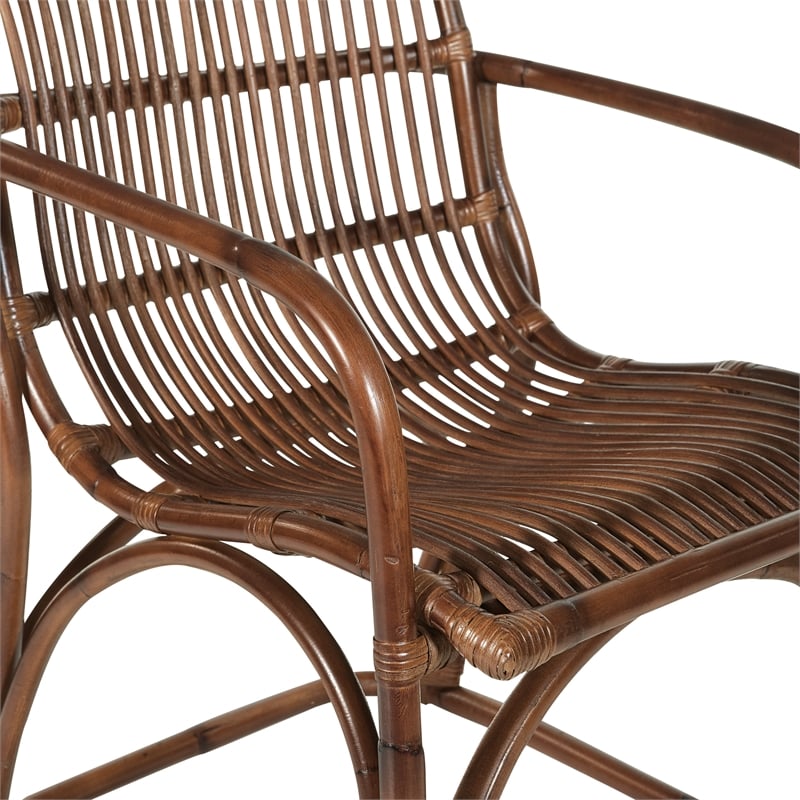 Scranton & Co Rattan Accent Chair in Brown with Sled Base Fully Assembled