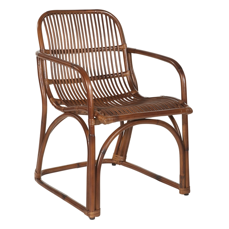 Scranton & Co Rattan Accent Chair in Brown with Sled Base Fully Assembled