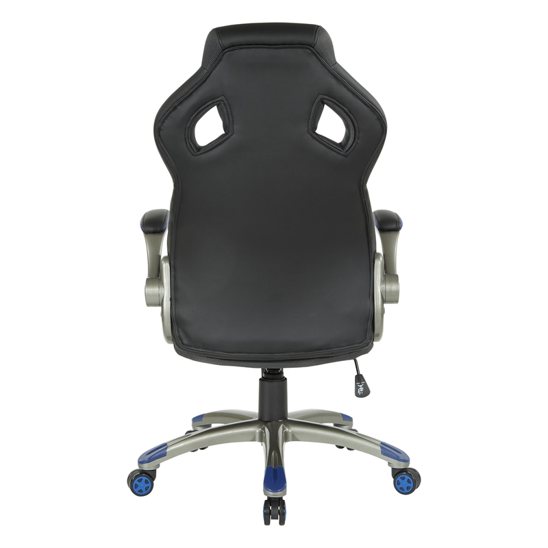 Scranton & Co Gaming Chair in Blue Faux Leather with Lumbar Support