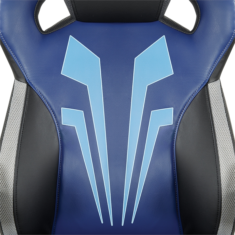 Scranton & Co Gaming Chair in Blue Faux Leather with Lumbar Support