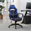 Scranton & Co Gaming Chair in Black Faux Leather with Blue Accents