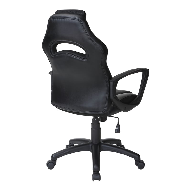 Scranton & Co Gaming Chair in Black Faux Leather with Blue Accents