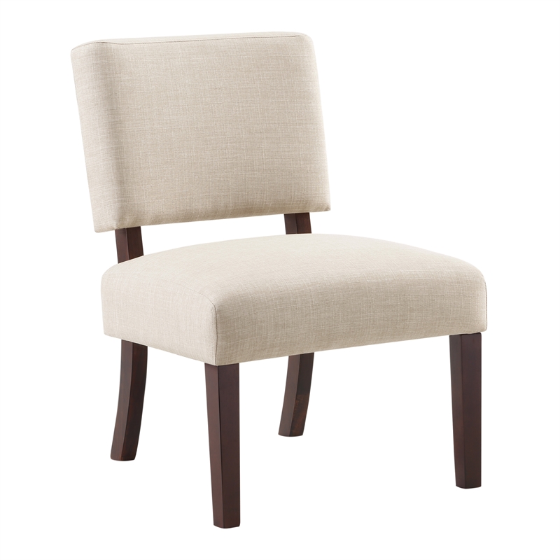 Scranton & Co Accent Chair in Cream Fabric with Solid Wood Legs
