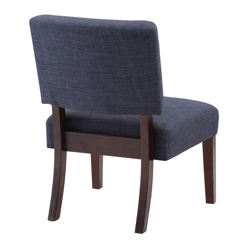 Scranton & Co Accent Chair in Navy Fabric with Solid Wood Legs