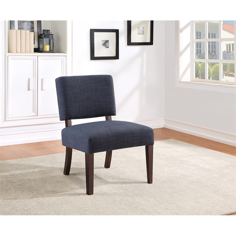 Scranton & Co Accent Chair in Navy Fabric with Solid Wood Legs