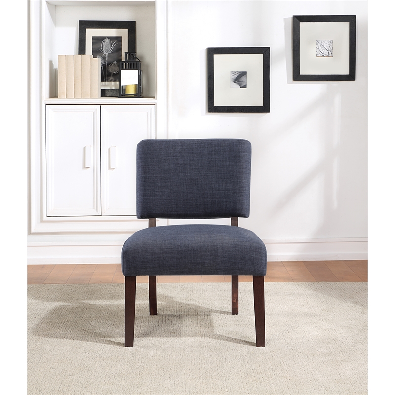 Scranton & Co Accent Chair in Navy Fabric with Solid Wood Legs
