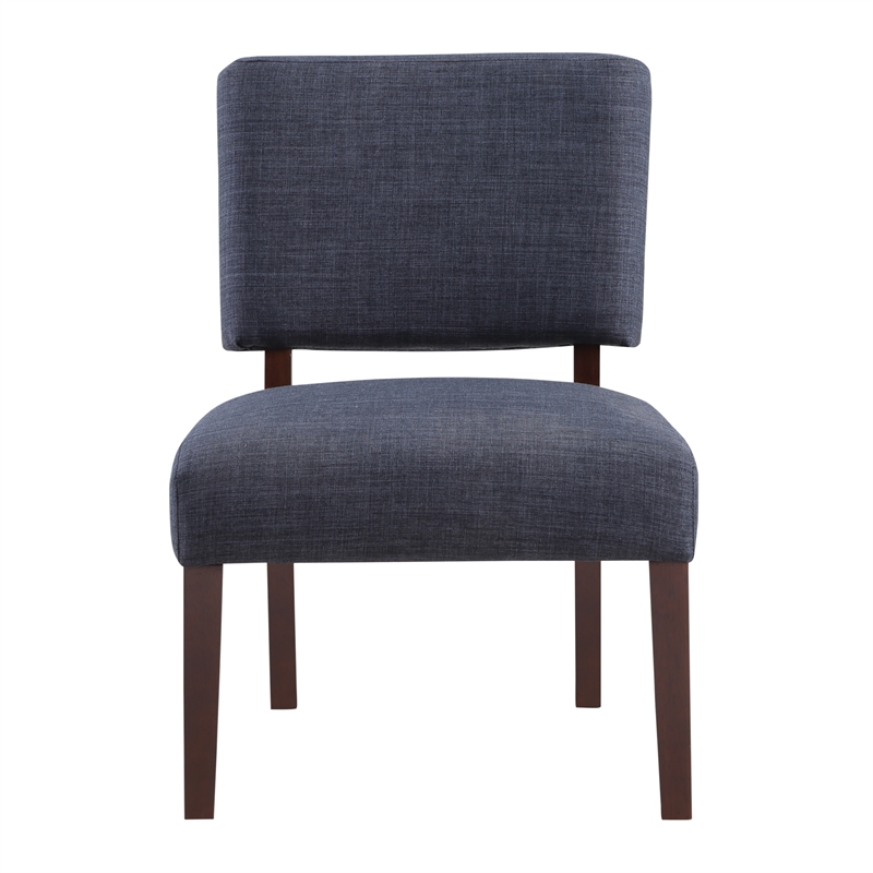 Scranton & Co Accent Chair in Navy Fabric with Solid Wood Legs
