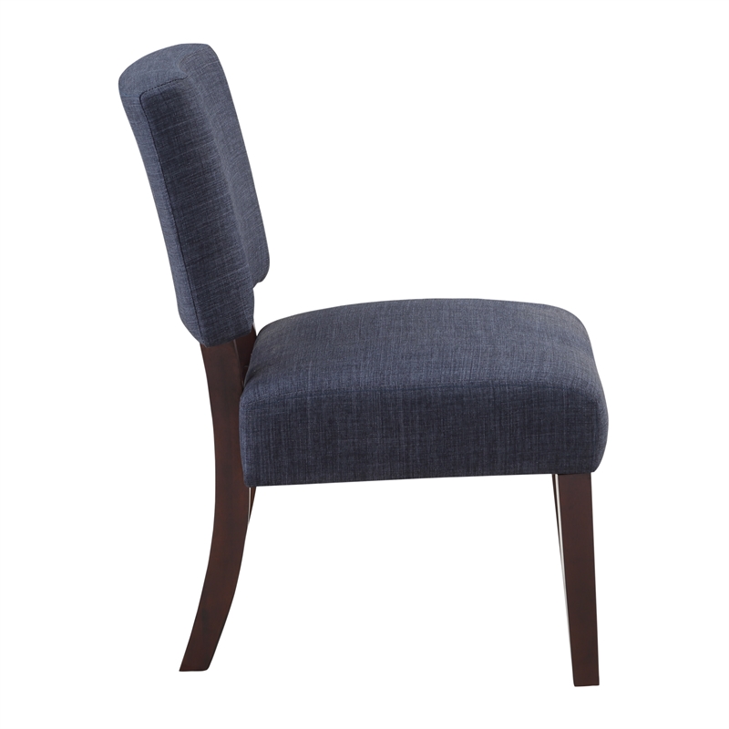 Scranton & Co Accent Chair in Navy Fabric with Solid Wood Legs