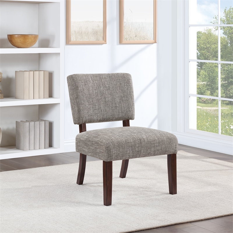 Scranton & Co Accent Chair in Speckled Charcoal with Wood Legs