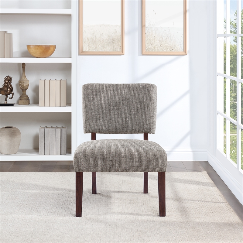 Scranton & Co Accent Chair in Speckled Charcoal with Wood Legs