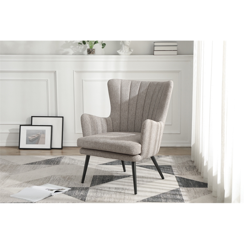 Scranton & Co Channel Tufted Accent Chair in Cappuccino with Grey Legs