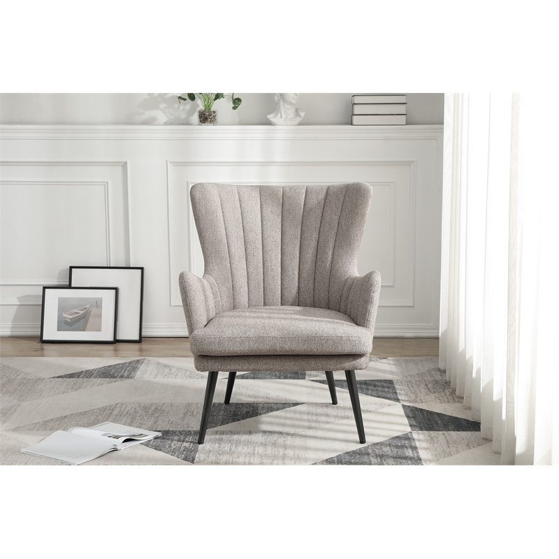 Scranton & Co Channel Tufted Accent Chair in Cappuccino with Grey Legs