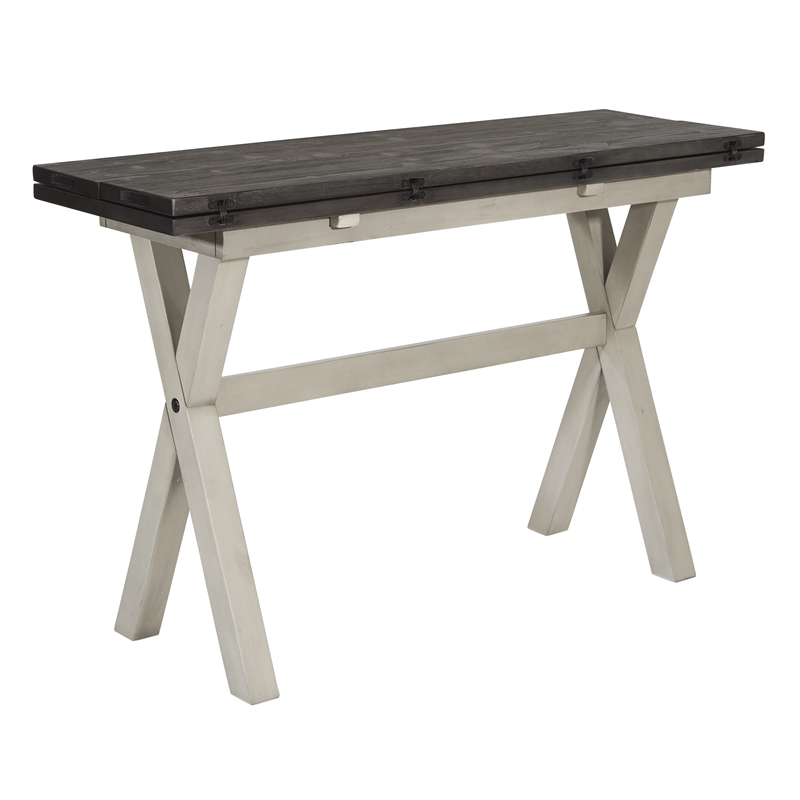 Scranton & Co Farmhouse Flip Top Table in Charcoal Engineered Wood