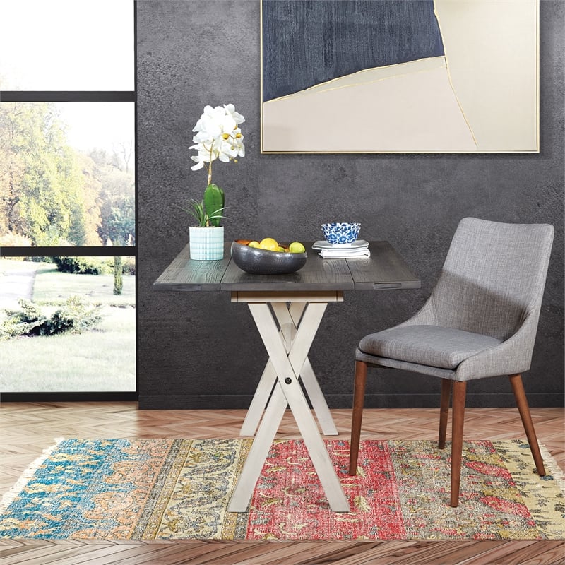 Scranton & Co Farmhouse Flip Top Table in Charcoal Engineered Wood