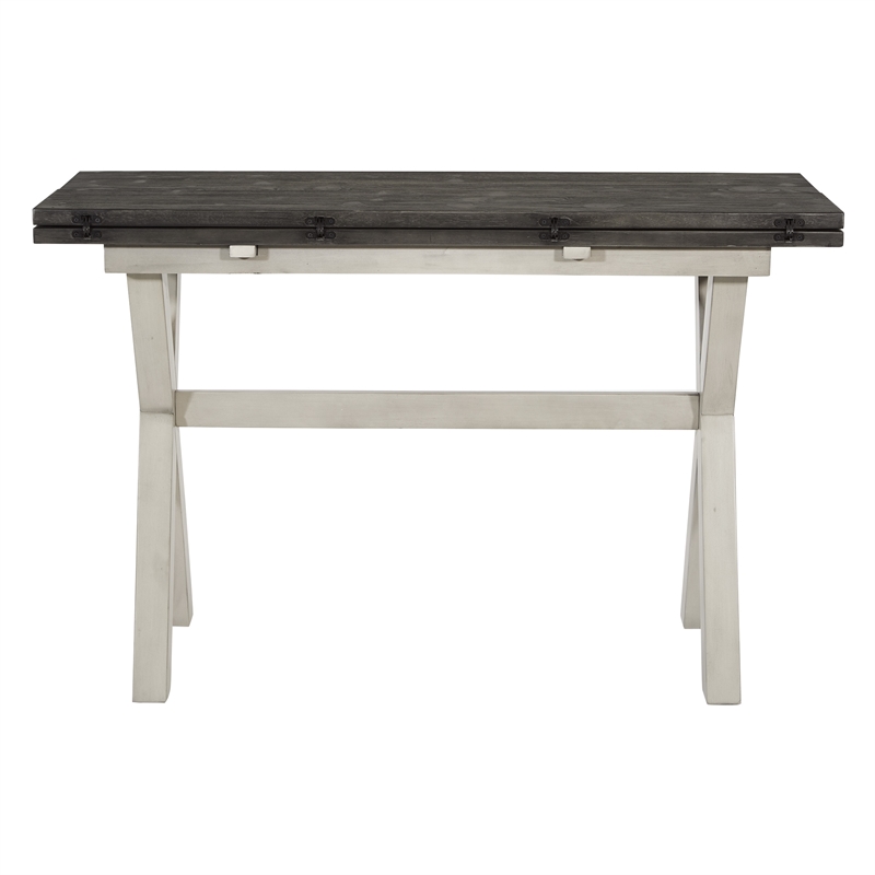 Scranton & Co Farmhouse Flip Top Table in Charcoal Engineered Wood