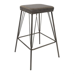 Scranton & Co 26&quot Counter Stool in Charcoal Fabric Steel Base 2-Pack