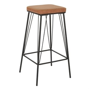 Scranton & Co 30&quot Barstool in Sand Brown Fabric with Steel Base 2-Pack