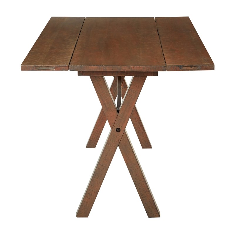 Scranton & Co Farmhouse Flip Top Table in Distressed Brown Solid Wood