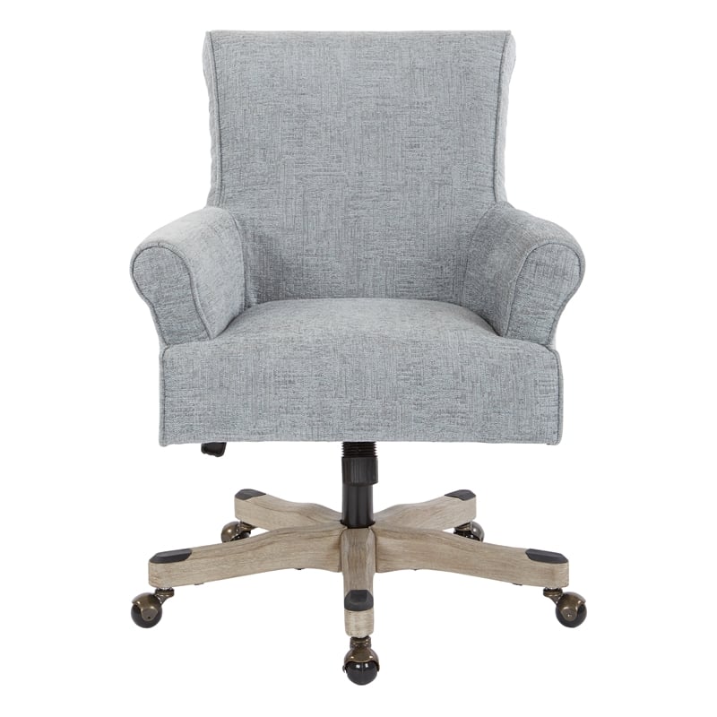 Scranton & Co Scroll Back Office Chair in Mist Fabric with Grey Wood Base