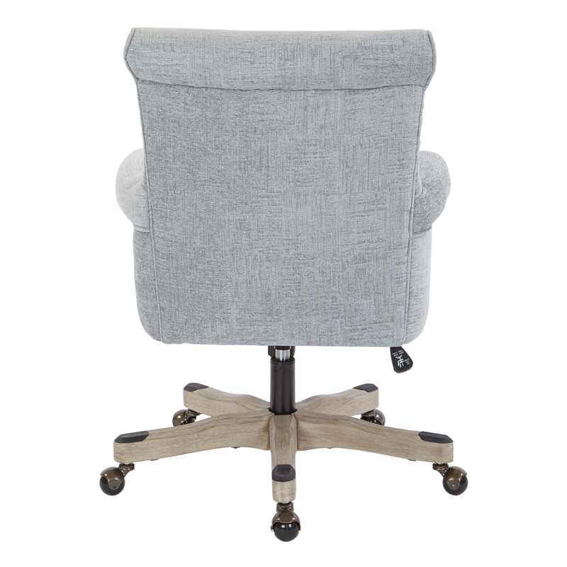 Scranton & Co Scroll Back Office Chair in Mist Fabric with Grey Wood Base