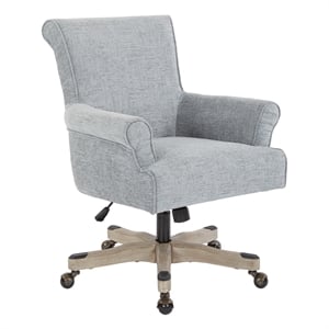 Scranton & Co Scroll Back Office Chair in Mist Fabric with Grey Wood Base