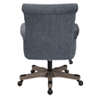 Scranton & Co Scroll Back Office Chair in Navy Fabric with Grey Wood Base