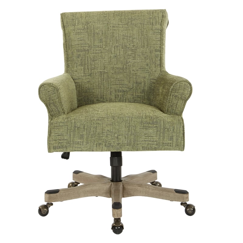 Scranton & Co Office Chair in Olive Green Fabric with Grey Wash Wood