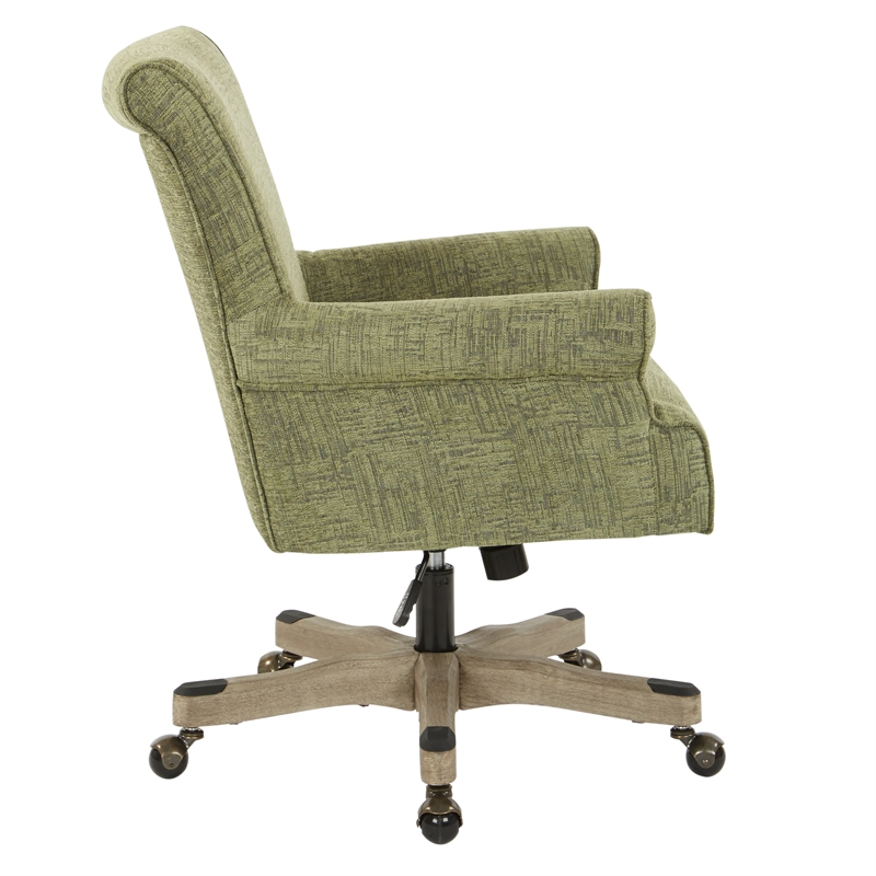 Scranton & Co Office Chair in Olive Green Fabric with Grey Wash Wood