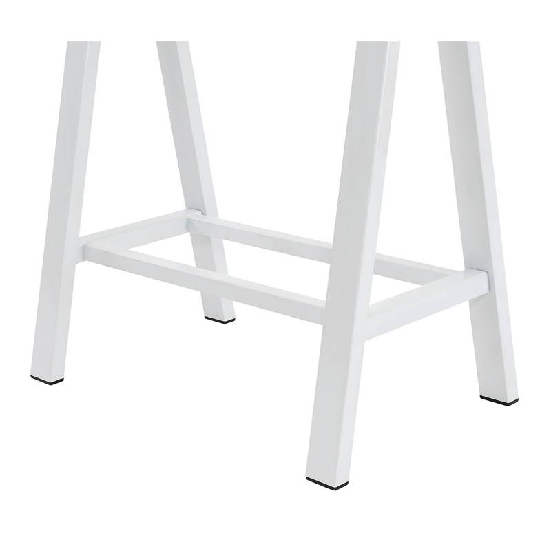 Scranton & Co Clear Glass Top Writing Desk with White Powder-Coated Steel Base
