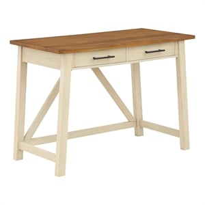 Scranton & Co 42&quot Rustic Writing Desk with 2 Drawers in Antique White Wood