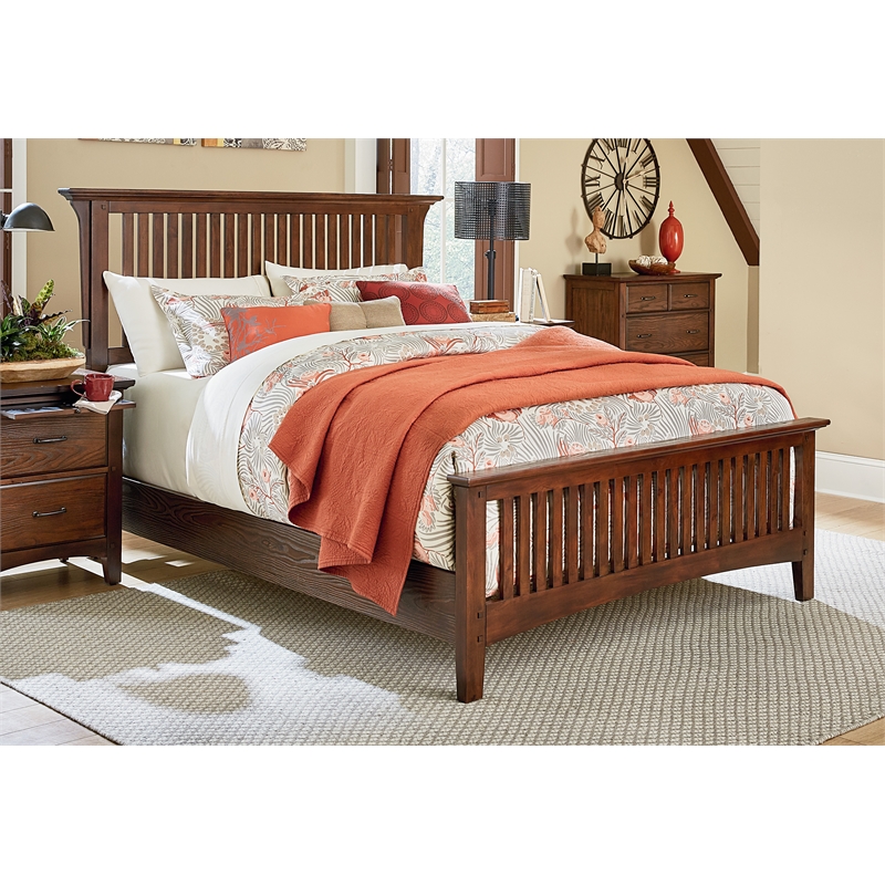 Scranton & Co King Headboard in Vintage Oak Solid Wood with Mission Slat Design
