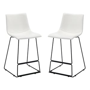 Scranton & Co 26&quot White Faux Leather Counter Stool with Scoop Design Set of 2