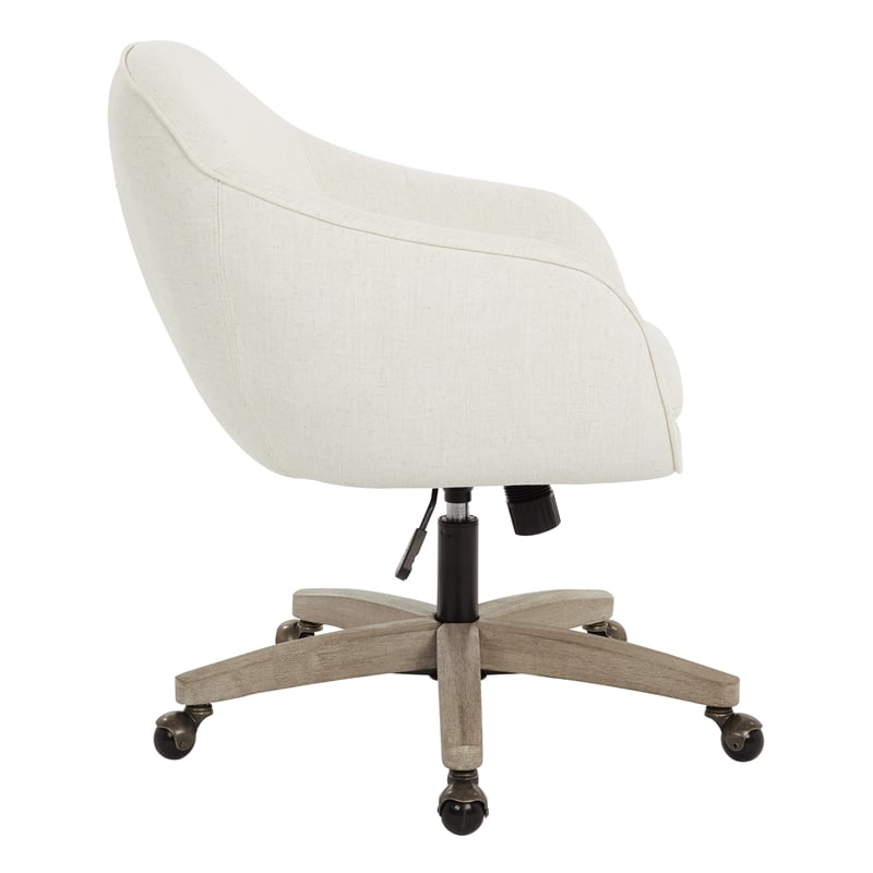 Scranton & Co Linen Cream Fabric Office Chair with Gray Brushed Wood Base