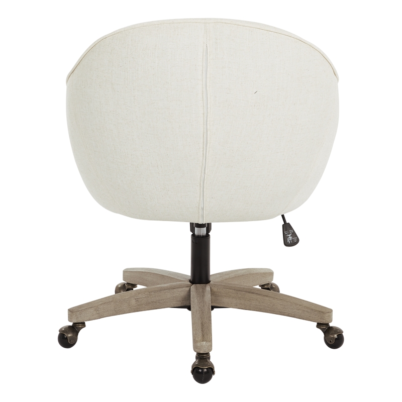 Scranton & Co Linen Cream Fabric Office Chair with Gray Brushed Wood Base
