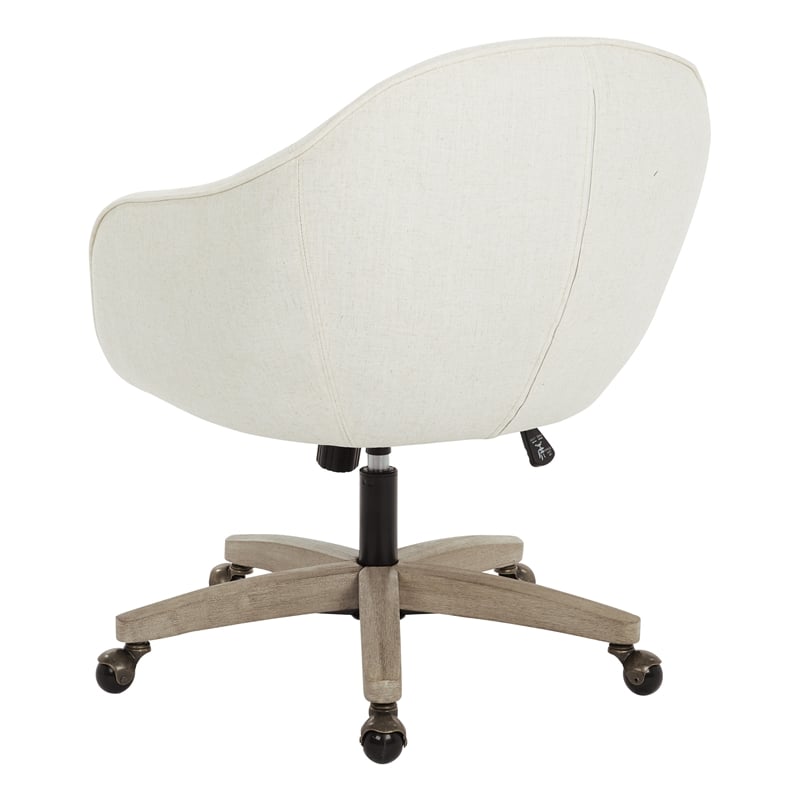Scranton & Co Linen Cream Fabric Office Chair with Gray Brushed Wood Base