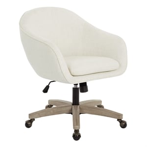 Scranton & Co Linen Cream Fabric Office Chair with Gray Brushed Wood Base