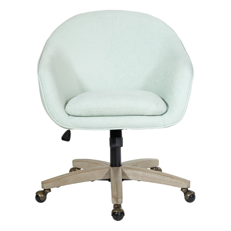 Scranton & Co Mint Blue Fabric Office Chair with Gray Brushed Wood Base