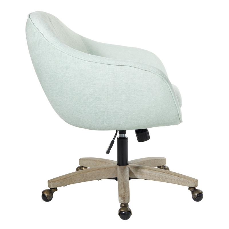 Scranton & Co Mint Blue Fabric Office Chair with Gray Brushed Wood Base
