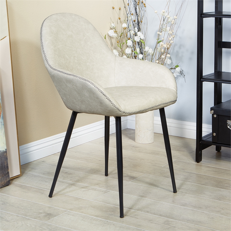 Scranton & Co Mid-Century Modern Accent Chair in Fog Gray with Black Frame