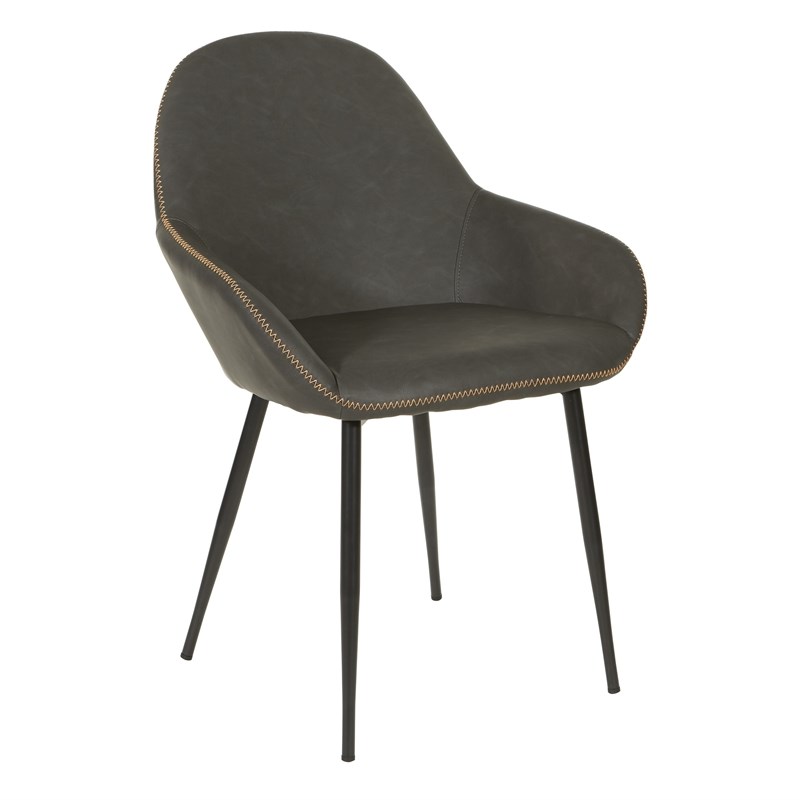 Scranton & Co Mid-Century Modern Accent Chair in Smoke Fabric Black Frame